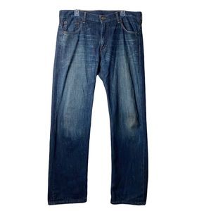 Levis Mens Denim Blue Jeans 569 34x34 Loose Straight 100% Cotton Kale Dark Wash